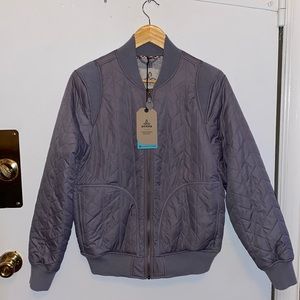 Prana Diva Varsity Jacket - size small - gray vapor color